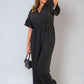 Wrap Over Tie Belt Frill Sleeve Jumpsuit - BB Fashion Outlet