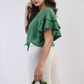 Layered Ruffle Short Sleeve Tie Front Top