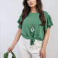 Layered Ruffle Short Sleeve Tie Front Top