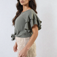 Layered Ruffle Short Sleeve Tie Front Top