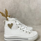 High Top Lace Up Heart Detailed Kids Trainers