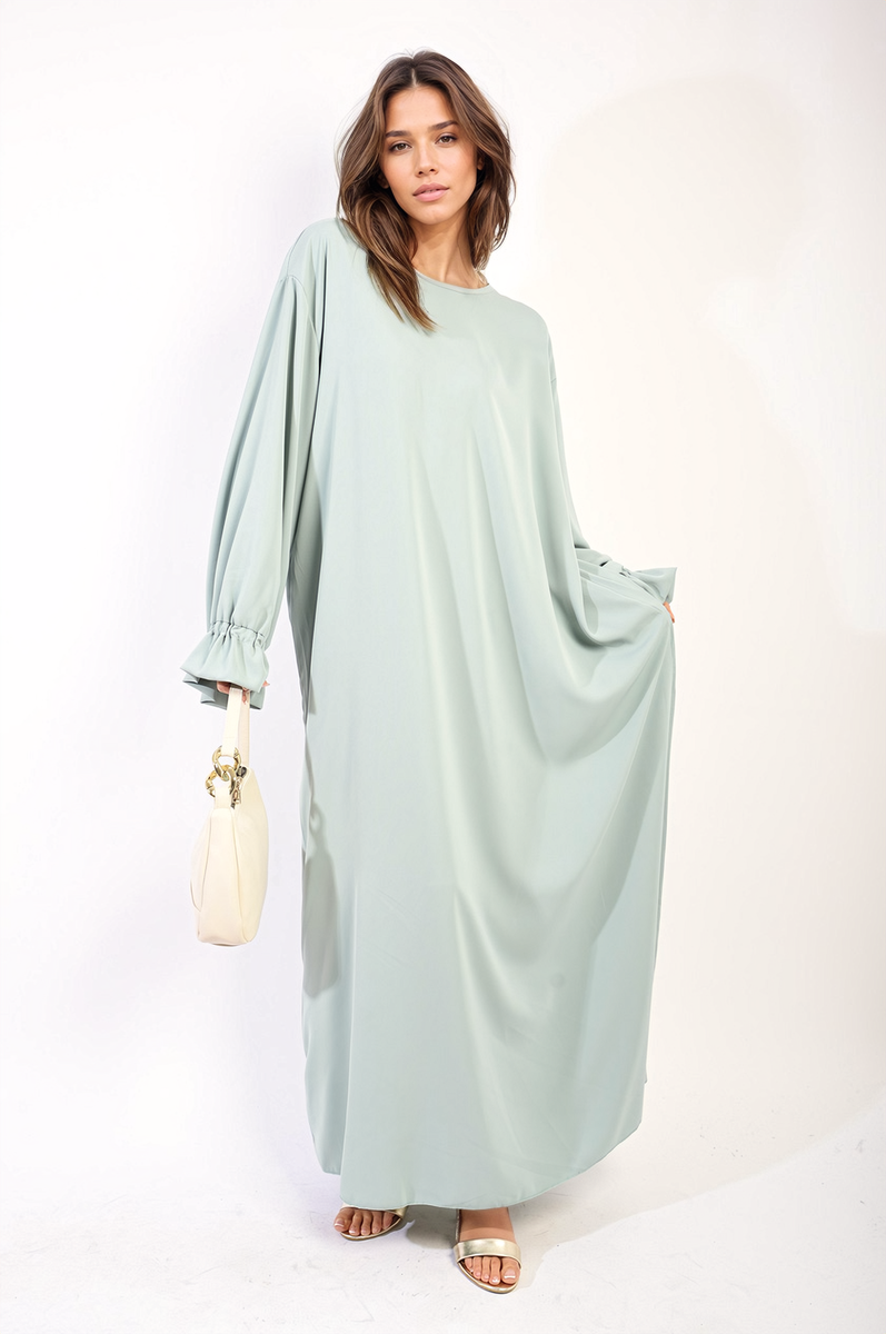 Abaya Maxi Dress with Elastic Sleeve