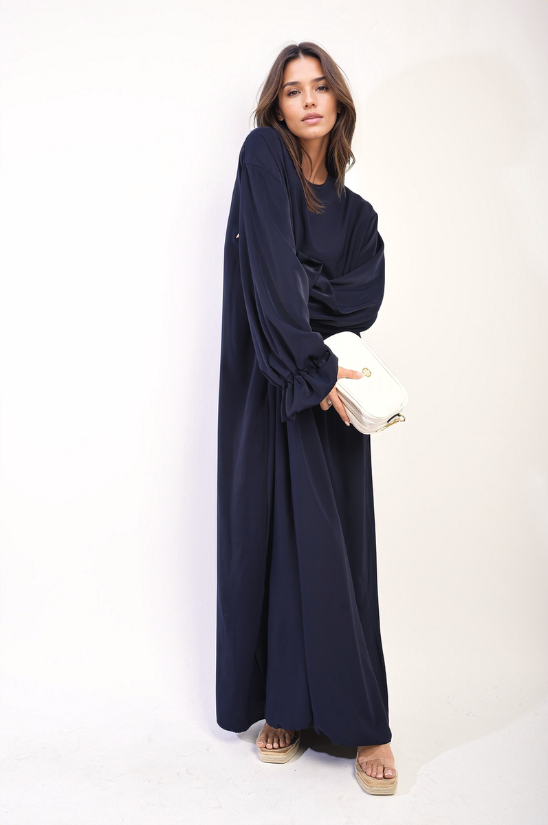 Abaya Maxi Dress with Elastic Sleeve