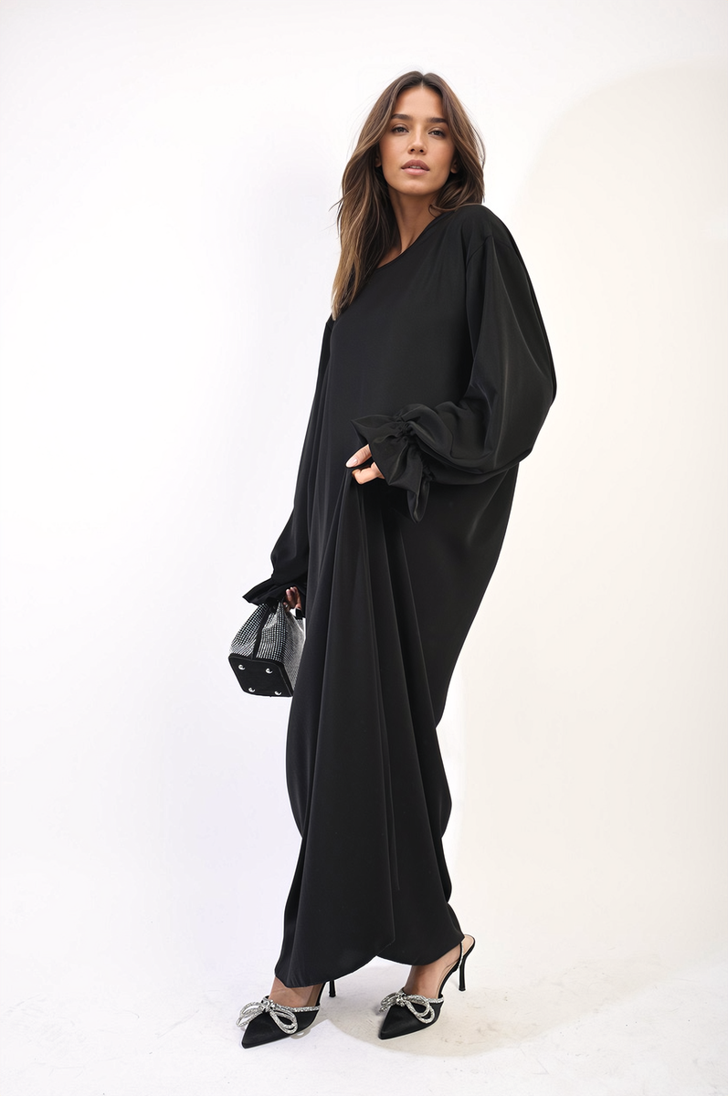 Abaya Maxi Dress with Elastic Sleeve