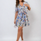 Floral V-Neck Tie Waist Mini Dress