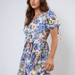 Floral V-Neck Tie Waist Mini Dress