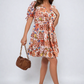 Floral V-Neck Tie Waist Mini Dress