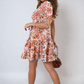 Floral V-Neck Tie Waist Mini Dress