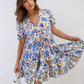 Floral V-Neck Tie Waist Mini Dress