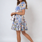 Floral V-Neck Tie Waist Mini Dress