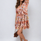 Floral V-Neck Tie Waist Mini Dress