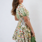 Floral V-Neck Tie Waist Mini Dress