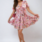 Floral V-Neck Tie Waist Mini Dress