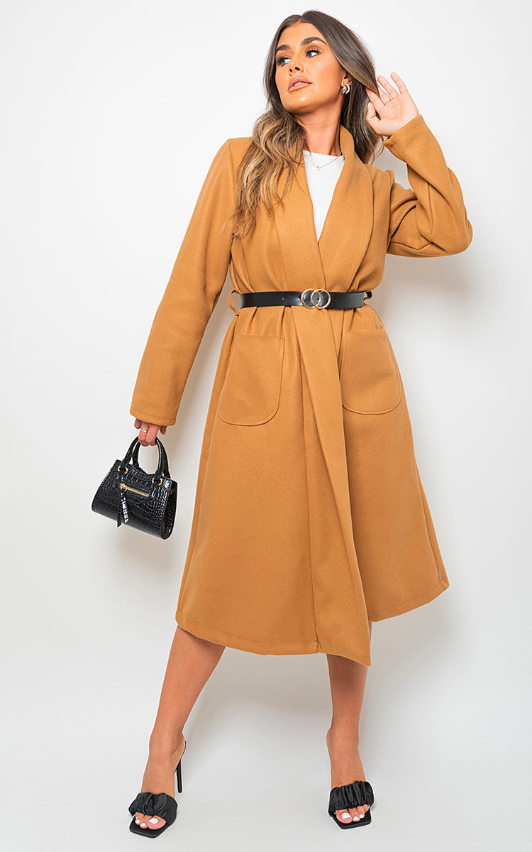 Wrap Belted Long Coat