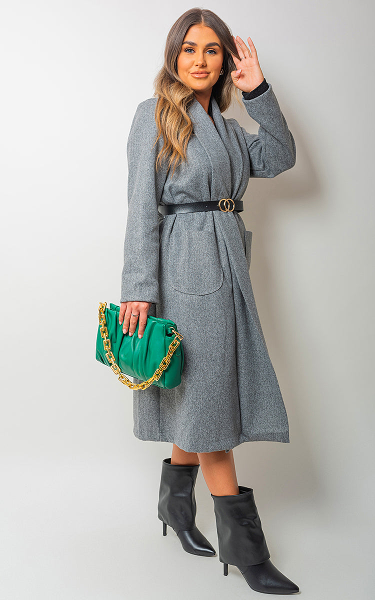 Wrap Belted Long Coat