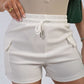 Elastic Waist Drawstring Pocket Detail Shorts