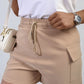 Elastic Waist Drawstring Pocket Detail Shorts