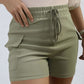 Elastic Waist Drawstring Pocket Detail Shorts