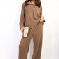 Half Zipper Long Sleeve Top and Trouser Co-ord Set