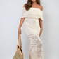 Knit Crochet Off Shoulder Maxi Dress