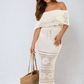 Knit Crochet Off Shoulder Maxi Dress