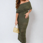 Knit Crochet Off Shoulder Maxi Dress