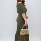 Knit Crochet Off Shoulder Maxi Dress