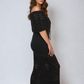 Knit Crochet Off Shoulder Maxi Dress