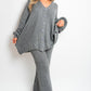 Chunky Knitted Button Up Cardigan Wide Leg Trousers Co-ord Set