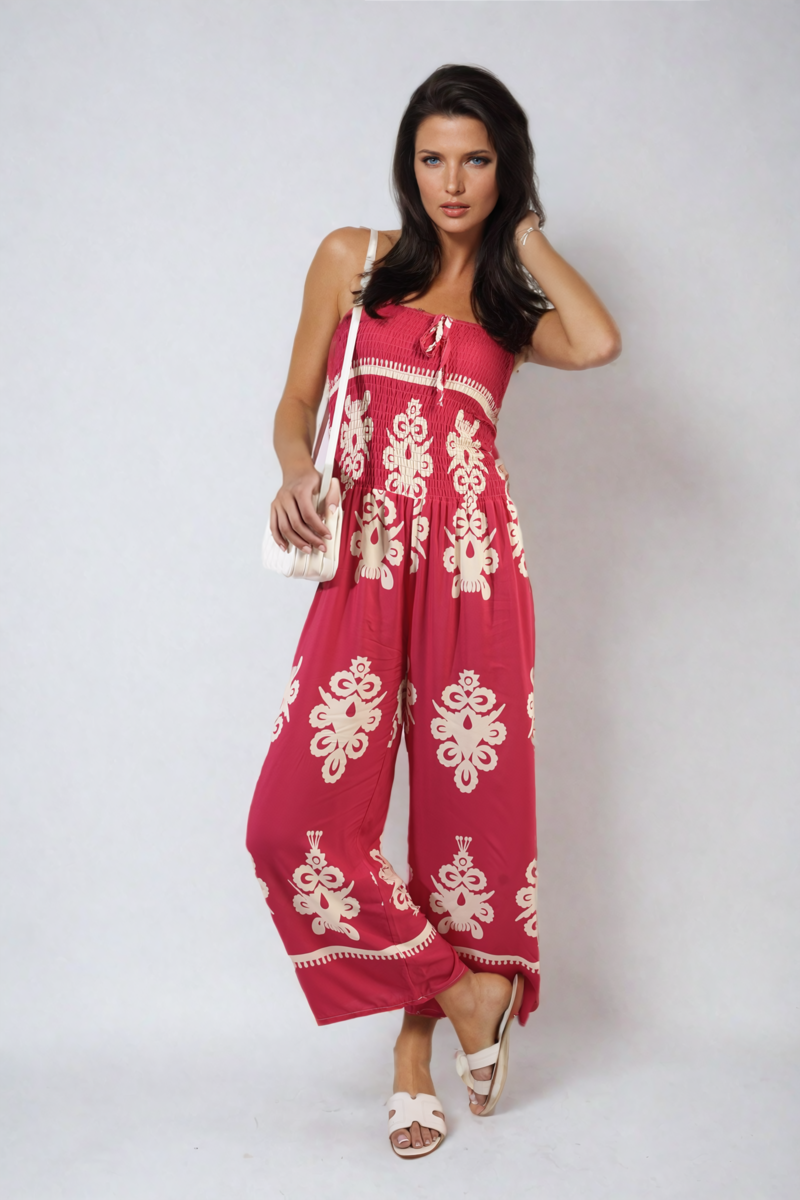 Printed Strapless Jumpsuit - BB Fashion Outlet