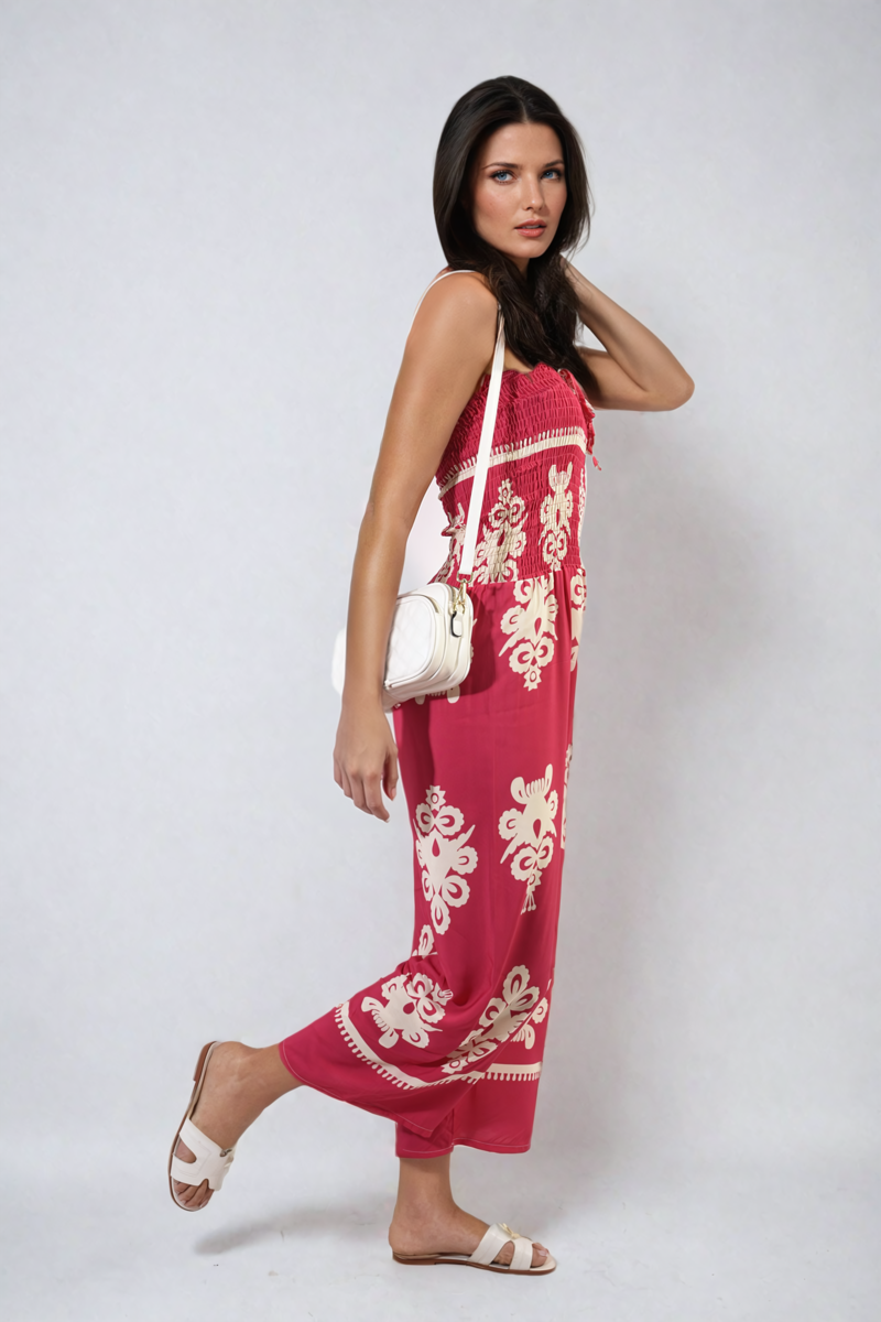 Printed Strapless Jumpsuit - BB Fashion Outlet