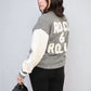 Round Neck Rock & Roll Print Knitted Jumper