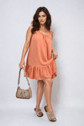 Backless Tie-up Spaghetti Strap Frill Hem Mini Dress - BB Fashion Outlet