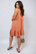 Backless Tie-up Spaghetti Strap Frill Hem Mini Dress - BB Fashion Outlet