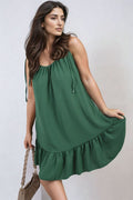 Backless Tie-up Spaghetti Strap Frill Hem Mini Dress - BB Fashion Outlet