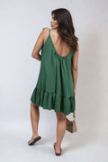 Backless Tie-up Spaghetti Strap Frill Hem Mini Dress - BB Fashion Outlet