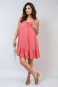 Backless Tie-up Spaghetti Strap Frill Hem Mini Dress - BB Fashion Outlet