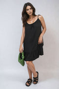 Backless Tie-up Spaghetti Strap Frill Hem Mini Dress - BB Fashion Outlet