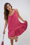 Backless Tie-up Spaghetti Strap Frill Hem Mini Dress - BB Fashion Outlet