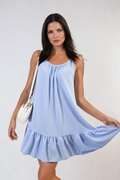 Backless Tie-up Spaghetti Strap Frill Hem Mini Dress - BB Fashion Outlet