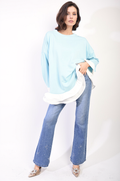 Contrast Ruffled Hem Top - BB Fashion Outlet