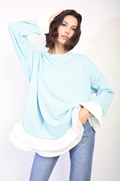 Contrast Ruffled Hem Top - BB Fashion Outlet