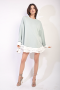 Contrast Ruffled Hem Top - BB Fashion Outlet