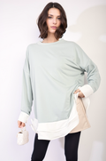 Contrast Ruffled Hem Top - BB Fashion Outlet