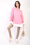 Contrast Ruffled Hem Top - BB Fashion Outlet