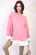 Contrast Ruffled Hem Top - BB Fashion Outlet