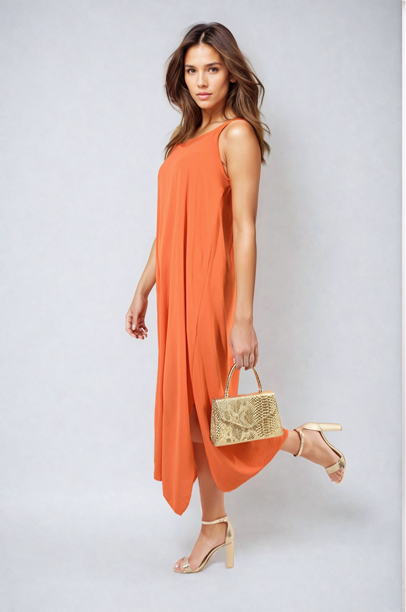 Spaghetti Strap Side Slit Maxi Dress - BB Fashion Outlet