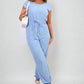 Short Sleeve Cinched Waist Jumpsuit