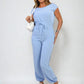 Short Sleeve Cinched Waist Jumpsuit