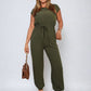 Short Sleeve Cinched Waist Jumpsuit